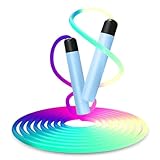 Flintronic Springseil Erwachsene Fitness, Speed Rope mit LED Licht, Verstellbare Skipping Rope, Jump Rope mit Anti-Rutsch Griffe für Intervalltraining Training