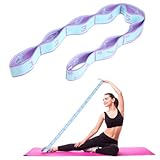 Yoga Stretching Strap, Yoga Stretch Gurt, Stretching Band mit 8 Schleifen, Fitnessbander, Resistance Band, Gymnastikband Elastisch für Pilates, Tanz, Gymnastik, Effektives Dehnung (blau lila)