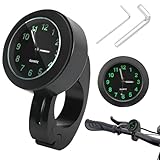 GAROMIA Motorradlenkeruhr Wasserdicht Motorraduhr Lenkeruhr Schwarz 22-25mm Lenkerhalterung Uhr für Motorräder, Motorrad-Uhren, Motorraduhren für Lenker Motorraduhr Lenker für Fahrrad Motorrad