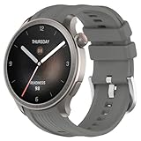 Yikamosi Kompatibel mit Amazfit Balance Armband für Frauen und Männer,22MM Schnellverschluss Weiches Silikon rostfreiem Metallverschluss Ersatzbänder für Amazfit Balance(A2286),Grau