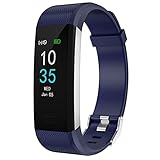 LEBEXY Fitness Armband Schrittzähler, Fitness Tracker mit Herzfrequenzmesser Blutdruckmessung Pulsuhr Kalorienzähler, IP68 Wasserdichter Smartwatch Fitness Uhr Sportuhr Aktivitätstracker, Blau