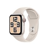 Apple Watch SE (2. Generation, 2023) (GPS + Cellular, 40 mm) Smartwatch mit Aluminiumgehäuse und Sportarmband (M/L) in Polarstern. Fitness- und Schlaftracker, Unfallerkennung, Herzfrequenzmesser