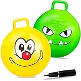 Hymaz Hüpfball, 45,7 cm, mit Griff, für Kinder im Alter von 3–5 Jahren, aufblasbarer Hüpfball, Outdoor-Spielzeug für Jungen, Mädchen, Schule, Spiele, Sport, Übung, 2 Stück