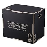 VEVOR 3-in-1-Plyometrische Sprungbox 24/20/16-Zoll-Plyobox, Sprungkasten Sprungkiste 204 kg Tragfähigkeit, Fitnessübungs-Step-Up-Box für Heimtraining, Sprungkrafttraining Schwarz Einstellbare Höhe