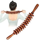 Faszienstab Holz Massageroller, Faszienrolle Holz mit 12 Rollen, Massagegerät Massage Roller Faszienstab, Faszienrolle Holz für Körper, Beine, Nacken, Rücken zum Muskelentspannung & Körperformung