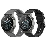 Kobmand Uhrenarmband kompatibel Huawei Watch GT 2 Pro Armband,Silikon armband wie das Original für Watch GT 2 Pro,22MM Replacement Quick-Fit sport Ersatz Armbänder (Schwarz+grau)