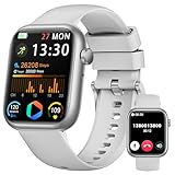 Smartwatch Damen Herren, 1.83' HD Touch Fitness Tracker mit Telefonfunktion/Blutdruckmessung/Pulsuhren/Schlaftracker,Schrittzähler, 120+ Sportmodi, IP68 Wasserdicht Fitnessuhr&Sportuhr für Android iOS