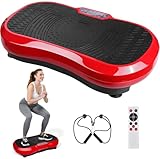 TLGREEN Vibrationsplatte Bis 180 KG,120 Stufen + 10 Trainingsprogramme, mit Ultra leiser Motor, Größe 68x38x14 cm, mit Fernbedienung, Trainingsbänder, fur Ganzkörpertraining Fett verlieren