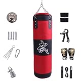 Boxsack,Boxsack Hängend,boxsack Set Erwachsene,15-in-1 Heavy Duty Boxsack, Mit dickerer Kette kann 360° gedreht werdenGeeignet für Muay Thai Boxen und Sparring(ungepolstert)(100cm)