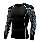 Herren Langarm UPF 50+ Schutz Performance Fit Kompressionsshirt Rash Guard Shirts Schwimmen Workout Kleidung für Männer