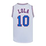 Herren Basketball Trikots #10 Lola Space Movie Jersey Shirts Weiß/Schwarz, Weiss/opulenter Garten, Klein