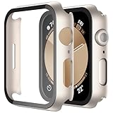 Misxi 2-Stück Hartes PC Hülle mit Displayschutz aus Gehärtetem Glas für Apple Watch Series SE 2 (2024) / SE Series 6 Series 5 Series 4 40mm, Anti-Drop Kratzfestes Cover für iWatch, 2 Sternenlicht