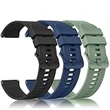 Amzpas 3 Stück Armband für Garmin Vivoactive 5/Garmin Vivoactive 3/Vivomove 3/HR/Luxe/Style,20mm Silikon Ersatzarmbänder Uhrenarmband für Garmin Forerunner 55/245/645(Schwarz/Blau/Grün)