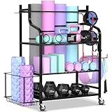 Mythinglogic Yoga Matte Regal, Yogamatte Organizer für Hanteln, Faszienrolle, Kettlebell und Yoga Block, Zuhause und Fitnessstudio Lagerregal Sportgeräte standregal