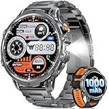 LIGE Smartwatch Herren 1000 mAh Akku/1.85‘’ HD Großes Display Smartwatch mit Anrufe,100+ Sportmodi,IP68 Wasserdicht Fitnessuhr mit 24/7 Herzfrequenz,Schlafmonitor für Android iOS,2 Bander,Metal