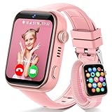 4G Smartwatch Kinder mit Videoanruf und Telefon, IP68 Wasserdicht Kinderuhr Voice Chat, WhatsApp, WiFi, GPS, SOS, SMS, Schulmodus, Schrittzähler, Schlafen Wecker Kinderuhr für Mädchen und Jungen, Rosa