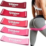 Widerstandsbänder, [5er Set] Fitnessband mit Bungsanleitung auf Deutsch & Tragebeutel Resistance Bands Gymnastikband aus Latex Für Muskelaufbau Pilates Yoga - Rot