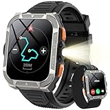 Blackview Smartwatch Herren mit GPS/Kompass/Bluetooth-Anrufe/LED-Beleuchtung/ChatGPT/Übersetzer, Sportuhr mit 100+ Sportmodi-Puls-Schlaf-Schritte-Kalorien-Kilometer-Monitor, Fitnessuhr für Android iOS