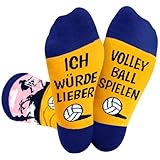 UEOTO Lustige Volleyball Geschenke für Männer Lustig, Geburtstag Weihnachten Geschenk für Volleyballer Socken mit Spruch, ICH WÜRDE LIEBER VOLLEYBALL SPIELEN Socken Weihnachtsgeschenke für Männer