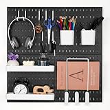 VEVOR Werkzeugwand, 28 x 28 cm, 4er-Set, Kunststoff-Stecktafel-Wand-Organizer-Set mit Zubehör, für Garage, Werkzeugaufbewahrung, Küche, Wohnzimmer, Bastelraum, Büro, Badezimmer, Zuhause, Schwarz