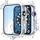 Misxi Transparent Wasserdichtes Hülle mit Gehärtetem Glas Displayschutz für Apple Watch Series SE 2 (2024) / SE Series 6 Serie 5 Series 4 40mm, Stoßfeste Vollschutz PC Schutzhülle für iWatch, 2-Stück