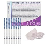 Clark Pharma 10-teiliges Menopausentest-Set | 10 Teststreifen und 10 Urinprobenbecher | FSH-Hormon-Erkennung bei Frauen | Selbsttest für die Menopause Perimenopause Fruchtbarkeit