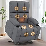 Srfzluxy Relaxsessel Massagesessel Elektrisch Verstellbar Fernsehsessel mit Liegefunktion Massage Wärmefunktion, TYP C&USB-Anschlüsse, 4 Seitentaschen 2 Getränkehalter, Lesesessel TV Sessel Wohnzimmer