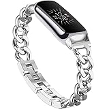 Wizvv Armband Kompatibel mit Fitbit Luxe,Schlankes Metallband Edelstahl Verstellbare Bänder Ersatzbänder für Fitbit Luxe Smart Uhr für Frauen Männer-Silber