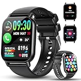 Smartwatch Damen Herren mit Telefonfunktion, 1.85'' Zoll HD Smart Watch, 112+ Sportmodi Sportuhr mit Pulsuhr/Schlafmonitor, IP68 Wasserdicht Fitnessuhr mit Information Erinnerung für iOS Android