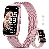 Sanorum Smartwatch Damen, 1.47' Fitnessuhr Pulsuhr SpO2 Schlafmonitor, 24 Sportmodi Aktivitätstracker, Nachricht Whatsapp, Menstruationszyklus Schrittzähler Sportuhr Wasserdicht IP68 Android iOS Rosa