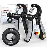 FUNFLEX Handtrainer Fingertrainer, Griffkraft Trainer 2er Set, 5-60kg Einstellbarer Widerstand Unterarmtrainer - Grip Ring, Fingerkraft Grifftrainer - Fitness Krafttraining für Hand, Finger, Unterarm
