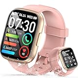 Smartwatch Herren Damen mit Bluetooth Anrufe, 1.95' HD Fitnessuhr mit Pulsuhr/Schlafmonitor, Smart Watch 112+ Sportmodi, Fitness Tracker mit Schrittzähler, Wasserdicht Sportuhr für Android iOS Rosa