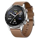 HONOR Magic Watch 2 Smartwatch, 46 mm (bis zu 2 Wochen, Akkulaufzeit, Touchscreen, 3,5 cm, GPS, 15 Sportmodi, Bluetooth) für Männer, Frauen, Leinen, Braun