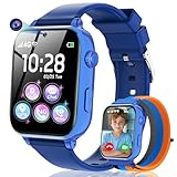Smartwatch Kinder mit GPS und Telefon, 4G Smartwatch Uhr für Mädchen und Junge mit Voice Chat, SOS, Spiele Spiel Wecker Schrittzähler Schulmodus , Smart Watch für kids Geschenke 4-16 Jahre, Blau