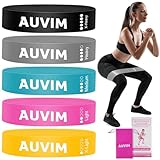 AUVIM Fitnessbänder [5er Set] Widerstandsbänder Set für Frauen & Männer, 100% Latex Fitnessband Resistance mit 5 Stufen der Bänder für Fitness zu Hause, Dehnen, Krafttraining, Physiotherapeutie, Yoga