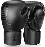 Boxhandschuhe für Damen und Herren, Boxing Training Gloves,geeignet für Boxen, Kickboxen, gemischte Kampfsportarten, Thai, MMA, Kampftraining (Schwarz, 10oz)