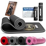 NEOLYMP extra dicke und rutschfeste Fitnessmatte mit Fitness E-Book und Tragegurt - Pilatesmatte, Yoga Matte, Sportmatte, Gymnastikmatte, Trainingsmatte (Fitnessmatte normal grau)