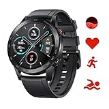 HONOR Magic Watch 2 46 mm Smart Watch, Fitness-Aktivitätstracker, Herzfrequenz Stress SpO2-Monitor, 14 Tage Standby,Eingebautes Mikro Lautsprecher, GPS, 15 Fitnessmodi,Für Android, 5 ATM(Schwarz)