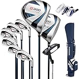 PGM Herren G300 Golfschläger-Set – Titan #1 Driver, Draw-Biased Hybrid, hochfestes Eisen-Set, Putter mit hoher Fehlertoleranz, mit Standtasche (Rechtshänder, 9-teilig, regulär)