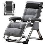 MOPHOTO Zero Gravity Liegestuhl, Gartenliege klappbar, 200 kg Traglast zusammen mit Polster und Seitentasche, perfekt für Nickerchen, Relaxliege, Gartenliege, Balkonliege, Terrassenstuhl(Grau)