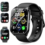 Smartwatch Herren Damen, 1,85' HD Touchscreen Smart Watch mit Telefonfunktion, 113+ Sportmodi Sportuhr mit Schrittzähler/Herzfrequenzmonitor/Schlafmonitor, IP68 Wasserdicht Fitnessuhr für iOS Android