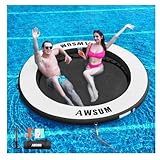 AWSUM Groß Schwimminsel Boot Dock Aufblasbar Bade Insel Schwimmplattform Schwimmende Wassermatte Sunchill Badeinsel Rund mit Netz Schwimmnudel Tanningpool Schwimmring 240cm