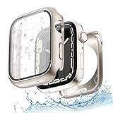 Yolovie 2 in 1 Wasserdichte Hülle Kompatibel für Apple Watch SE SE2 Series 6 5 4 40mm Zubehör, iWatch Glas Displayschutz PC Hard Schutz Case Schutzhülle+Hinterer Rahmenfür Damen Herren 40mm Polarstern