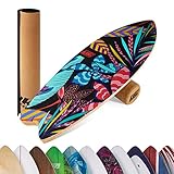 BoarderKING Indoorboard Wave Balance Board für Surfen und Indoor, Balance Board für NeuroMuscular Response Training, Schutzmatte inklusive, Blumen