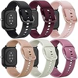 TUCOMO 6 Pack Silikon Armband Kompatibel mit Amazfit GTS 4 Mini/GTS 4/GTS 3/GTS 2 Mini/GTS 2e/GTS 2/GTS/Active, Weiches Sport Ersatzband für Amazfit Bip U Pro/Bip 3 Pro/Bip Lite Herren Damen