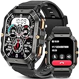 Bambooinn C28 Smartwatch Herren, 5ATM Wasserdicht 2,02' HD Militär Uhr Herren mit Blutdruck, Smart Watch Herren mit Herzfrequenz SpO2 Schlafmonitor Schrittzähler, 100+ Sportmodi Sportuhr