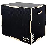 Fitvids 3-in-1 Plyo-Box aus Holz, rutschfest, für Plyometrische Übungen, 40,6 x 50,8 x 61 cm, Schwarz