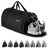 Fitgriff® Sporttasche & Reisetasche für Damen und Herren - mit Schuhfach & Nassfach - Tasche für Sport, Fitness & Reisen - Trainingstasche, Gym Bag (Black, M)