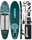 Aufblasbares Paddle-Board, Extra Breites Stand-Up-Paddle-Brett, SUP-Board mit Abnehmbarer Finne, Schwimmendes Paddel, Handpumpe, wasserdichte Tasche, Reise-Board (Dark Green)