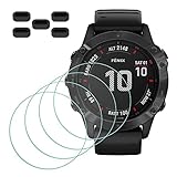 MTHGH Schutzfolie für Garmin fenix 6X/ 6X Pro/ 6X Pro Solar Smartwatch Displayschutzfolie [4 Stück] + Anti-Staub-Stecker 5 Stück, Glas 9H Härte Anti-Kratzer Blasenfreie Ultradünne Panzerfolie